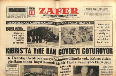 Zafer Gazetesi - 14 Şubat 1964 - Kıbrısta Yine Kan Gövdeyi Götürüyor GZ110394 - 1