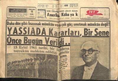Zafer Gazetesi - 15 Eylül 1962 - Yassıada Kararları Bir Sene Önce Bugün Verildi GZ110450 - 1