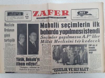 Zafer Gazetesi - 15 Ocak 1963 - Mahalli Seçimlerin İlkbaharda Yapılması İstendi GZ112410 - 1