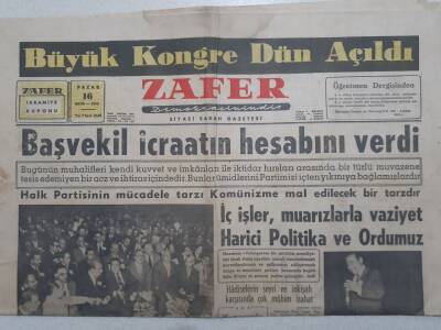 Zafer Gazetesi - 16 Ekim 1955 - Adnan Menderes İcraatın Hesabını Verdi GZ112788 - 1