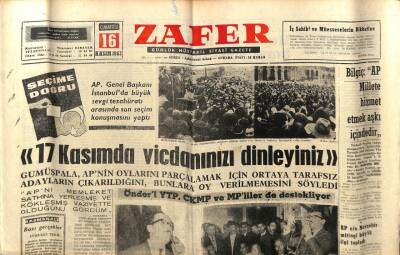 Zafer Gazetesi - 16 Kasım 1963 - Gümüşpala 17 Kasımda Vicdanınızı Dinleyiniz GZ110352 - 1