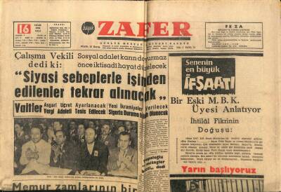 Zafer Gazetesi - 16 Ocak 1962 - Tüccar Servet Beyanından Vazgeçilmesini İstiyor GZ110453 - 1
