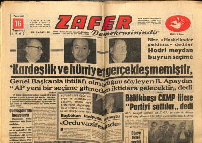 Zafer Gazetesi 16 Temmuz 1962 - Bölükbaşı CMKPlilere Partiyi Sattılar Dedi GZ66063 - 2
