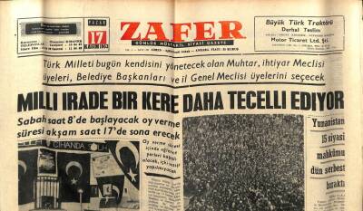 Zafer Gazetesi - 17 Kasım 1963 - Milli İrade Bir Kere Daha Tecelli Ediyor GZ110351 - 1