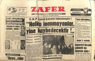 Zafer Gazetesi - 17 Mayıs 1968 - Japonyada Çok Şiddetli Deprem Oldu GZ110678 - 1