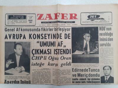 Zafer Gazetesi - 17 Ocak 1963 - Edirnede Tunca Ve Meriç Dondu GZ112414 - 1