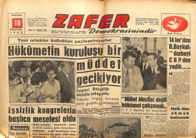 Zafer Gazetesi - 18 Haziran 1962 - Halk Dün Ekmek Bulamadı GZ110656 - 1