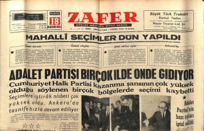 Zafer Gazetesi - 18 Kasım 1963 - Adalet Partisi Birçok İlde Önde Gidiyor GZ110350 - 1