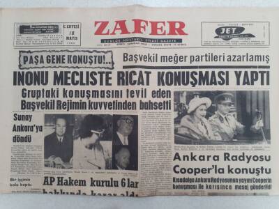 Zafer Gazetesi - 18 Mayıs 1963 - İnönü Mecliste Ricat Konuşması Yaptı GZ112375 - 1