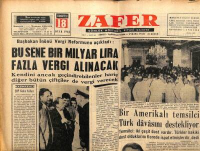 Zafer Gazetesi - 18 Ocak 1964 - Bu Sene Bir Milyar Fazla Vergi Alınacak GZ110644 - 1