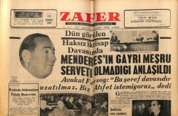 Zafer Gazetesi 19 Şubat 1963 - Adnan Menderesin Gayri Meşru Serveti Olmadığı Anlaşıldı GZ66038 - 2