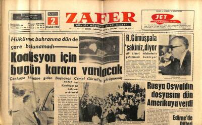 Zafer Gazetesi - 2 Aralık 1963 - Rusya Oswaldın Dosyasını Amerika ya Verdi GZ110555 - 1