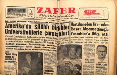 Zafer Gazetesi - 2 Ekim 1962 - Reşat Akşemsettinoğlu Yunanistana İltica Etti GZ110599 - 1