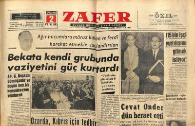 Zafer Gazetesi - 2 Ekim 1963 - Bekata Kendi Grubunda Vaziyetini Güç Kurtardı GZ110338 - 1