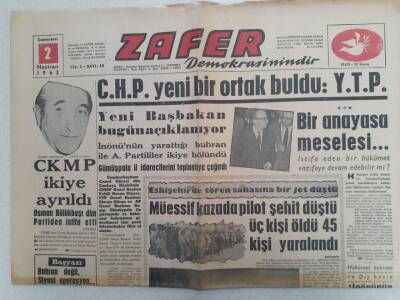 Zafer Gazetesi - 2 Haziran 1962 - CHP Yeni Bir Ortak Buldu,YTP GZ112417 - 1