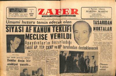 Zafer Gazetesi - 2 Mart 1963 - Nedim Ökmen Tahliye Edildi GZ110654 - 1