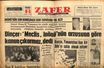 Zafer Gazetesi - 2 Mart 1964 - Rusya Yunanistanda Ada Satın Almak İstiyor GZ110628 - 1