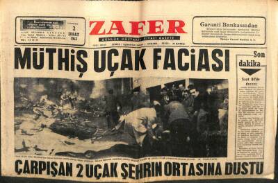 Zafer Gazetesi - 2 Şubat 1963 - Müthiş Uçak Faciası GZ110685 - 1