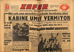 Zafer Gazetesi 2 Temmuz 1962 - Amerikadan Medet Umuyoruz GZ66070 - 2