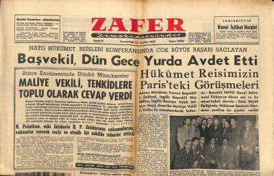 Zafer Gazetesi - 21 Aralık 1957 - Başvekil Dün Gece Yurda Avdet Etti GZ110375 - 1