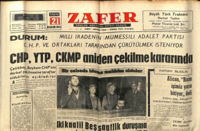 Zafer Gazetesi - 21 Kasım 1963 - CHP, YTP, CKMP Aniden Çekilme Kararında GZ110347 - 1