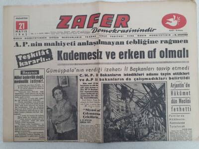 Zafer Gazetesi - 21 Mayıs 1962 - Kademesiz Ve Erken Af Olmalı GZ112422 - 1