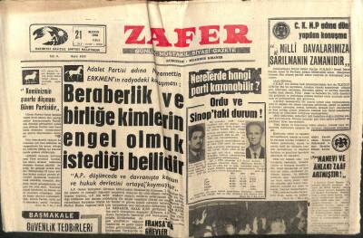 Zafer Gazetesi - 21 Mayıs 1968 - Fransada Grevler Daha da Genişliyor GZ110677 - 1