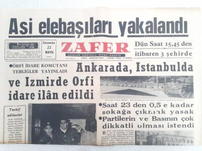 Zafer Gazetesi - 22 Mayıs 1963 - Ankara ,İstanbul Ve İzmirde Örfi İdare İlan Edildi GZ112371 - 1