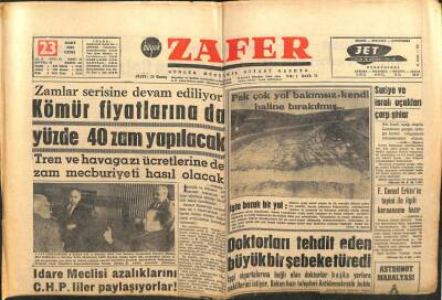 Zafer Gazetesi - 23 Mart 1962 - Doktorları Tehdit Eden Şebeke Türedi GZ110668 - 1