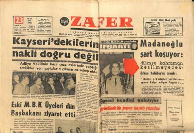 Zafer Gazetesi - 23 Ocak 1962 - Kayseridekilerin Nakli Doğru Değil GZ110455 - 1