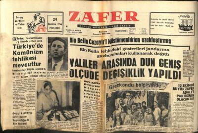 Zafer Gazetesi - 24 Haziran 1965 - Bin Bella Cezayiri Müslümanlıktan Uzaklaştırmış GZ110427 - 1