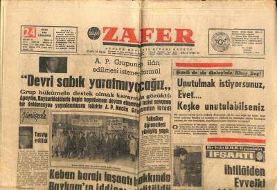 Zafer Gazetesi - 24 Ocak 1962 - Devri Sabık Yaratmayacağız GZ110454 - 1