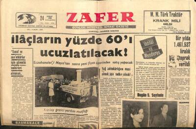 Zafer Gazetesi - 24 Şubat 1968 - İlaçların Yüzde 60ı Ucuzlatılacak GZ110594 - 1