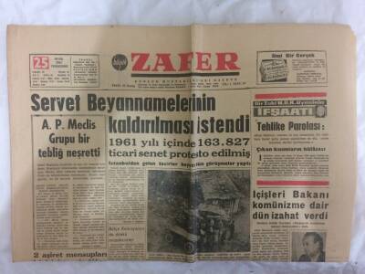 Zafer Gazetesi 25 Ocak 1962 - İran Sukünete Kavuşmadı GZ73112 - 1