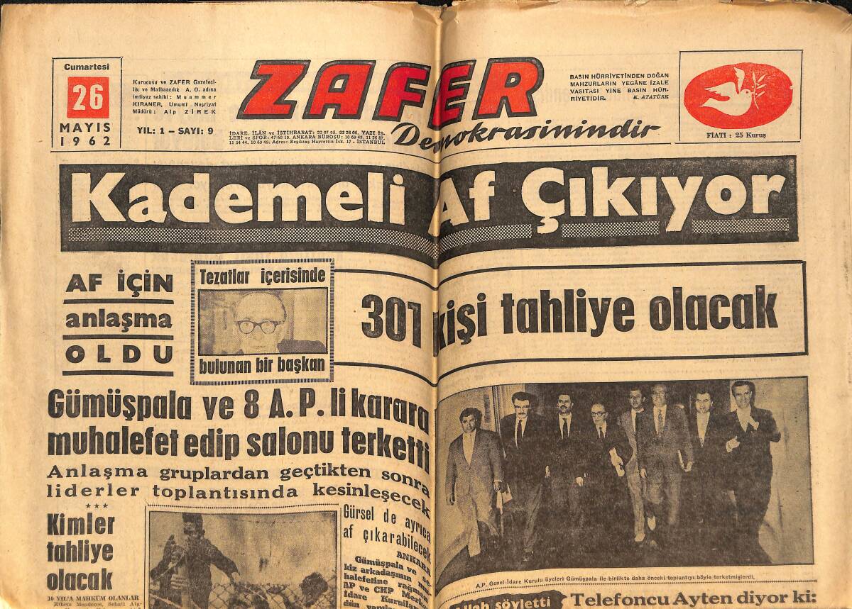 Zafer Gazetesi 26 Mayıs 1974 - Gürsel, Sakarya'da Hadiseli Karşılandı - Galatasaray Nasihat Fenerbahçe İse Prim Aldı GZ148918 - 1