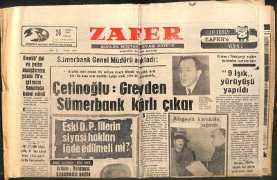 Zafer Gazetesi - 26 Ocak 1969 - Çetinoğlu Grevden Sümerbank Karlı Çıkar GZ110735 - 1