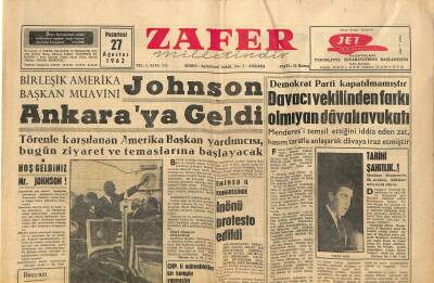 Zafer Gazetesi 27 Ağustos 1962 - Şimdi de Menderes Nehrinin İsmini Değişmek İstiyorlar - Johnson Ankaraya Geldi GZ124390 - 1