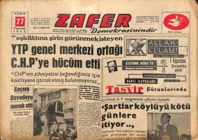 Zafer Gazetesi 27 Temmuz 1962 - Koçero Davudoyu Merak Etti GZ113092 - 1