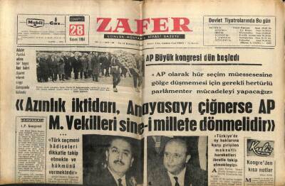 Zafer Gazetesi - 28 Kasım 1964 - Karadeniz de Dalgalar 50 Metreye Yükseldi GZ110470 - 1
