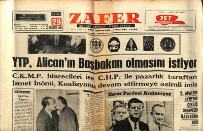 Zafer Gazetesi - 29 Kasım 1963 - YTP Alicanın Başbakan Olmasını İstiyor GZ110340 - 1