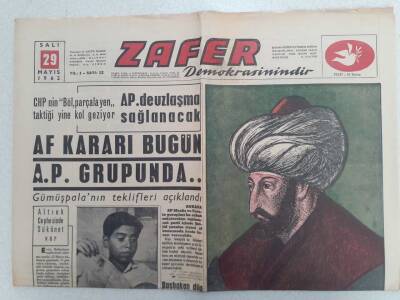 Zafer Gazetesi - 29 Mayıs 1962 - Af Kararı Bugün AP Gurubunda GZ112430 - 1