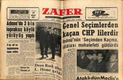Zafer Gazetesi - 29 Nisan 1963 - Adanada 3 Bin Topraksız Köylü Yürüyüş Yaptı GZ110492 - 1
