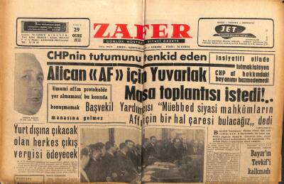 Zafer Gazetesi - 29 Ocak 1963 - Alican Af İçin Yuvarlak Masa Toplantısı İstedi GZ110728 - 1
