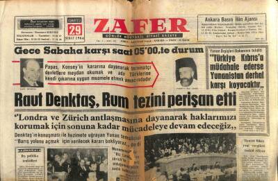 Zafer Gazetesi - 29 Şubat 1964 - Rauf Denktaş Rum Tezini Perişan Etti GZ110377 - 1