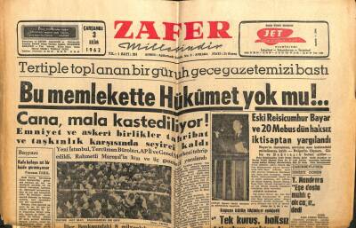 Zafer Gazetesi - 3 Ekim 1962 - Bu Memlekette Hükümet Yokmu GZ110573 - 1