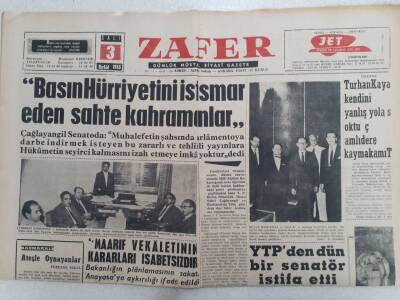 Zafer Gazetesi - 3 Eylül 1963 - Çağlayangil Basın Hürriyetini İstismar Eden Sahte Kahramanlar GZ112408 - 1