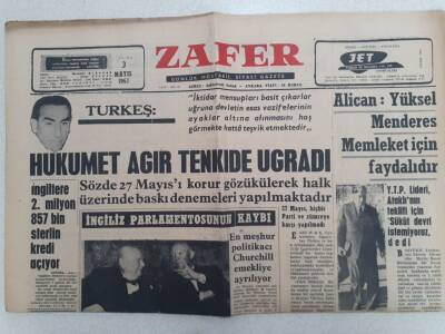 Zafer Gazetesi - 3 Mayıs 1963 - Alican Yüksel Menderes Memleket İçin Faydalıdır GZ112387 - 1