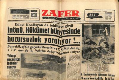 Zafer Gazetesi - 30 Aralık 1962 - İkinci Koalisyonda Tehlikeye Girdi GZ110487 - 1