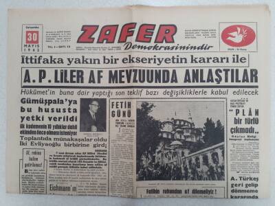 Zafer Gazetesi - 30 Mayıs 1962 - Bafra Savcısı Ferda İlken Şarkışla ya Uzaklaştırıldı GZ112431 - 1