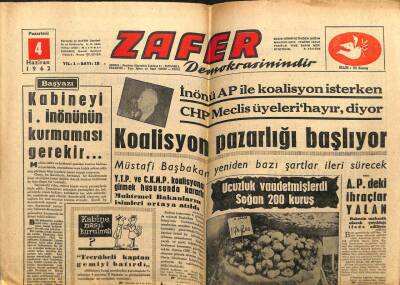 Zafer Gazetesi - 4 Haziran 1962 - Parti Rozetine Göre Muamele Yapılıyor GZ110562 - 1